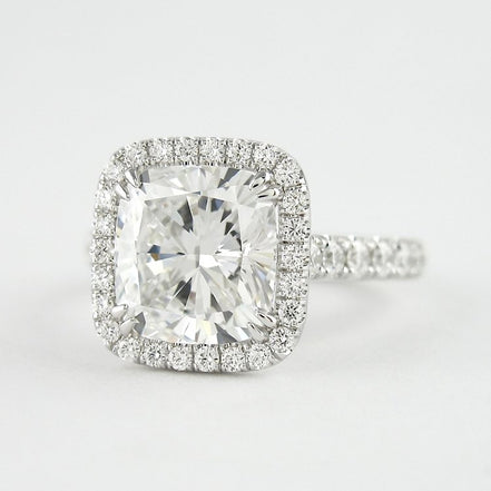D Color Moissnaite Cushion Cut Halo Engagement Ring