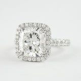 D Color Moissnaite Cushion Cut Halo Engagement Ring