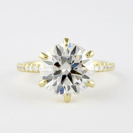Round Brilliant Cut Moissnaite Six Prong Engagement Ring