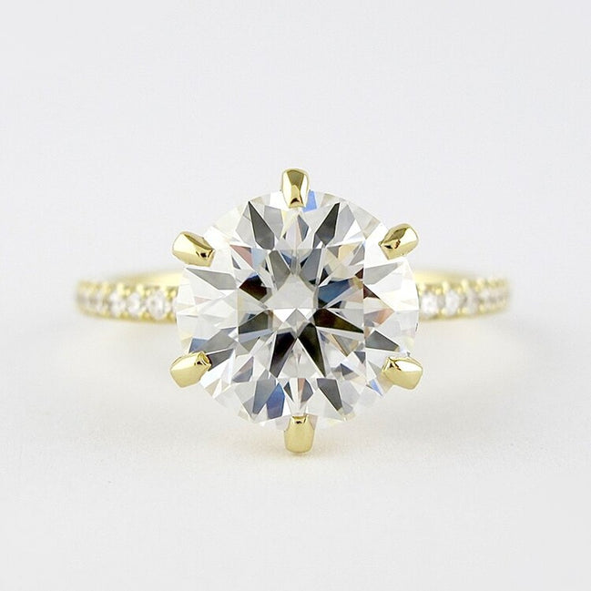 Round Brilliant Cut Moissnaite Six Prong Engagement Ring