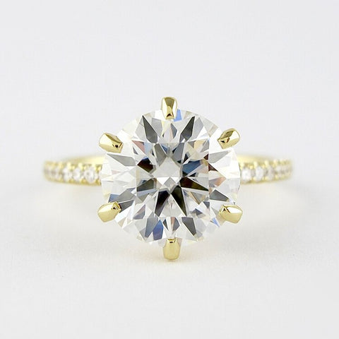 Round Brilliant Cut Moissnaite Six Prong Engagement Ring
