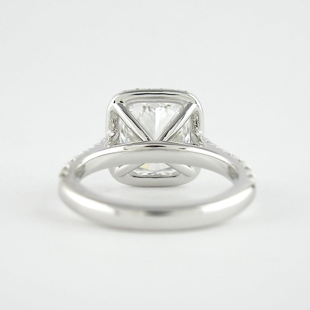 D Color Moissnaite Cushion Cut Halo Engagement Ring