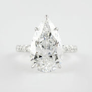D Color Pear Cut Pave Set Moissanite Engagement Wedding Ring