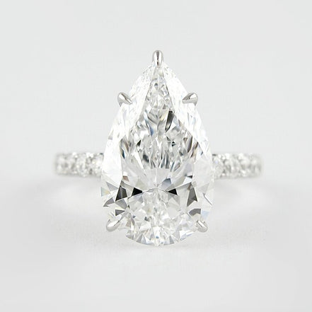 D Color Pear Cut Pave Set Moissanite Engagement Wedding Ring