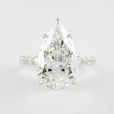 D Color Pear Cut Pave Set Moissanite Engagement Wedding Ring