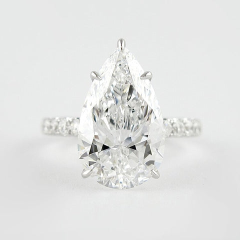D Color Pear Cut Pave Set Moissanite Engagement Wedding Ring
