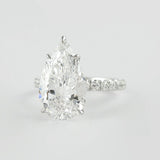 D Color Pear Cut Pave Set Moissanite Engagement Wedding Ring