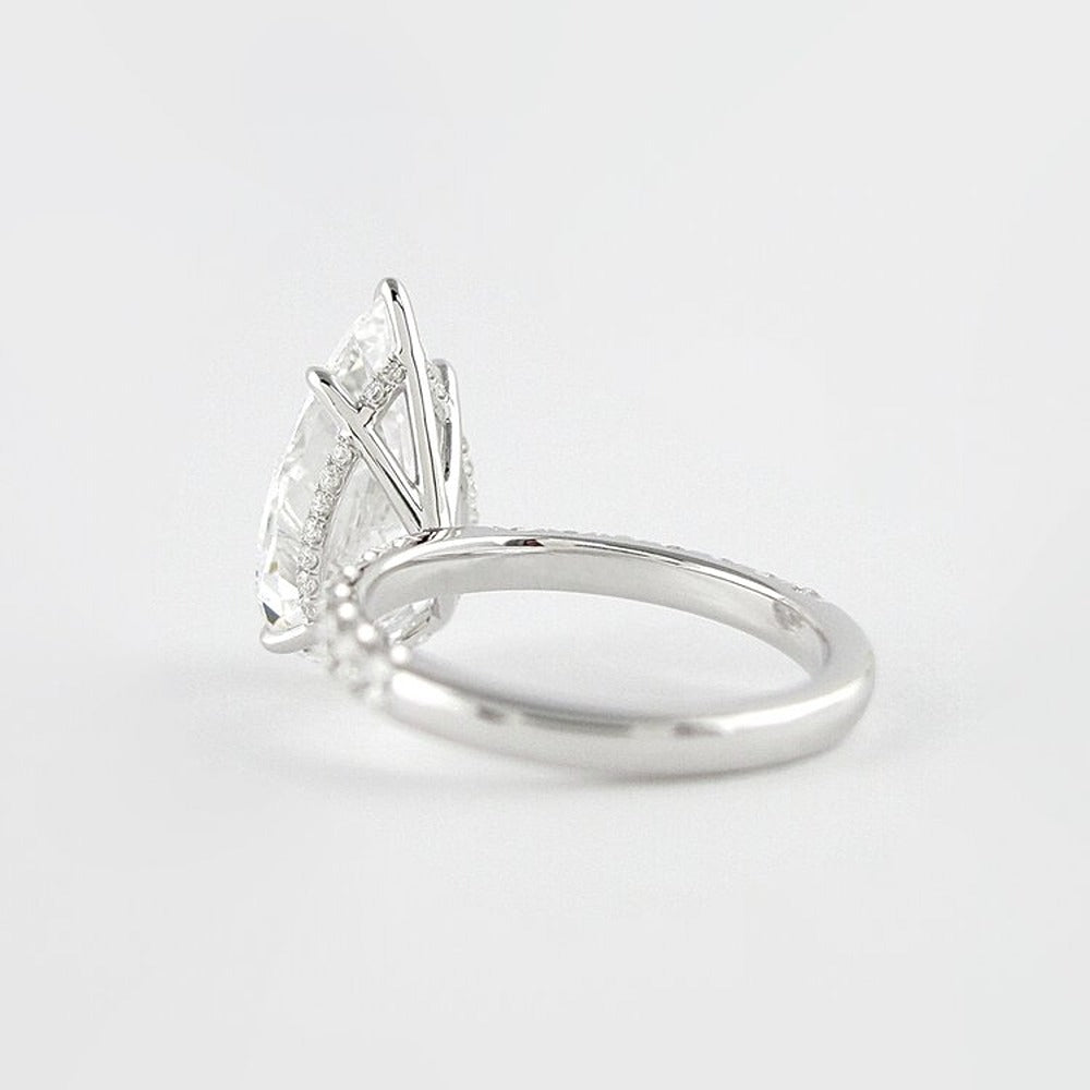 D Color Pear Cut Pave Set Moissanite Engagement Wedding Ring