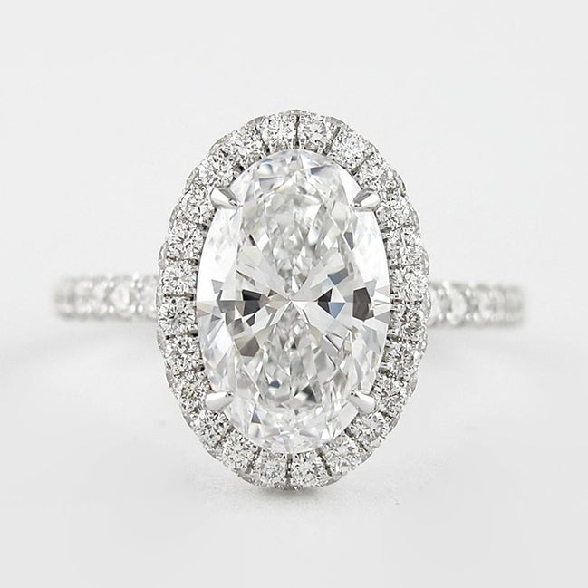 D Color Oval Cut Halo Moissanite Ring Gift For Women