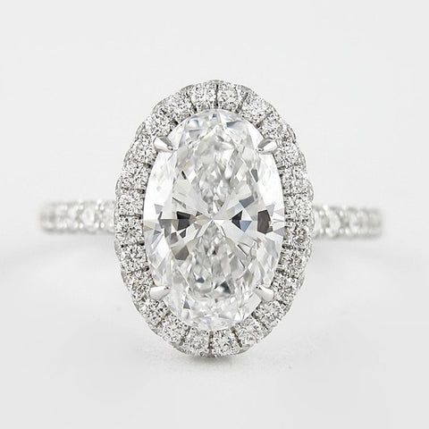D Color Oval Cut Halo Moissanite Ring Gift For Women