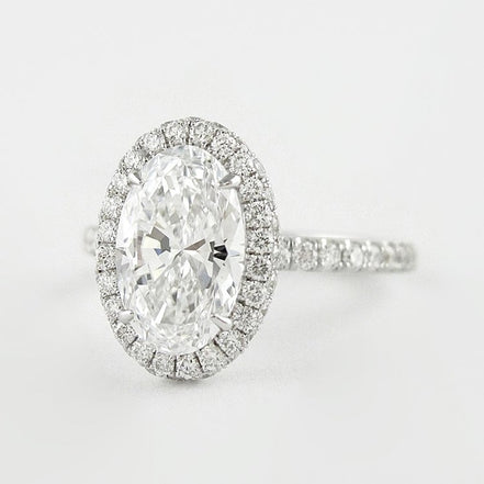 D Color Oval Cut Halo Moissanite Ring Gift For Women