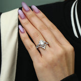 Moissanite D Color Oval Cut Art Deco Filigree Proposal Ring Set For Her