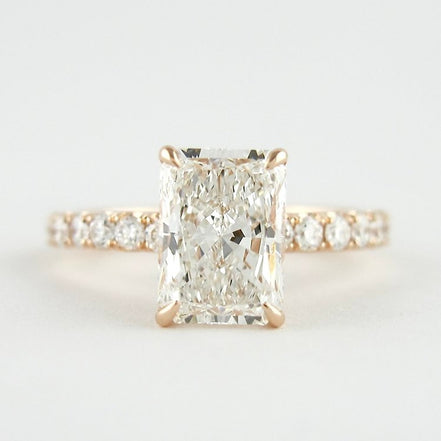 Radiant Cut Hidden Halo VVS1 Clarity Moissnaite Diamond Ring