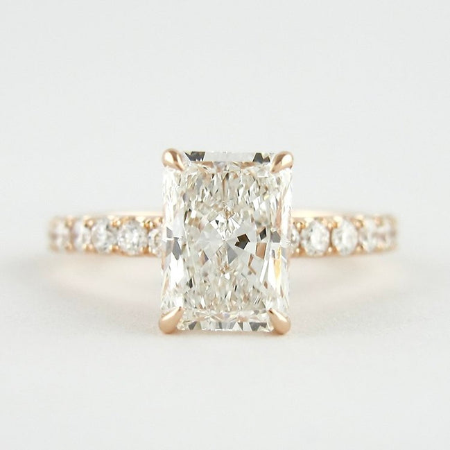 Radiant Cut Hidden Halo VVS1 Clarity Moissnaite Diamond Ring