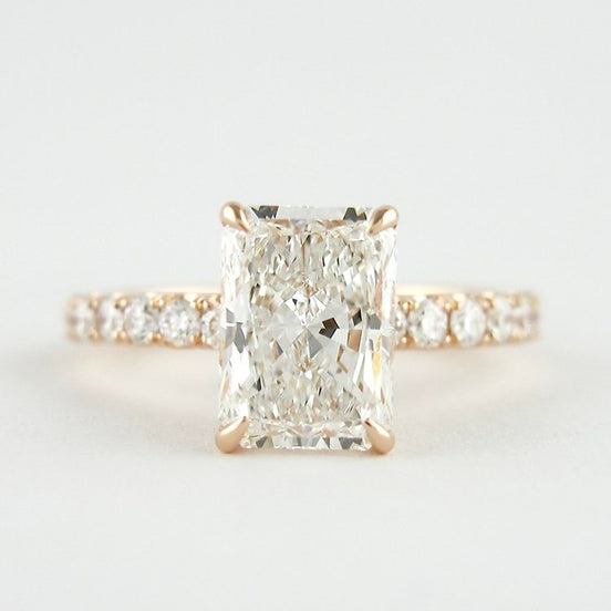 Radiant Cut Hidden Halo VVS1 Clarity Moissnaite Diamond Ring
