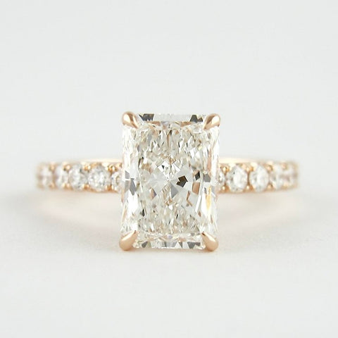 Radiant Cut Hidden Halo VVS1 Clarity Moissnaite Diamond Ring