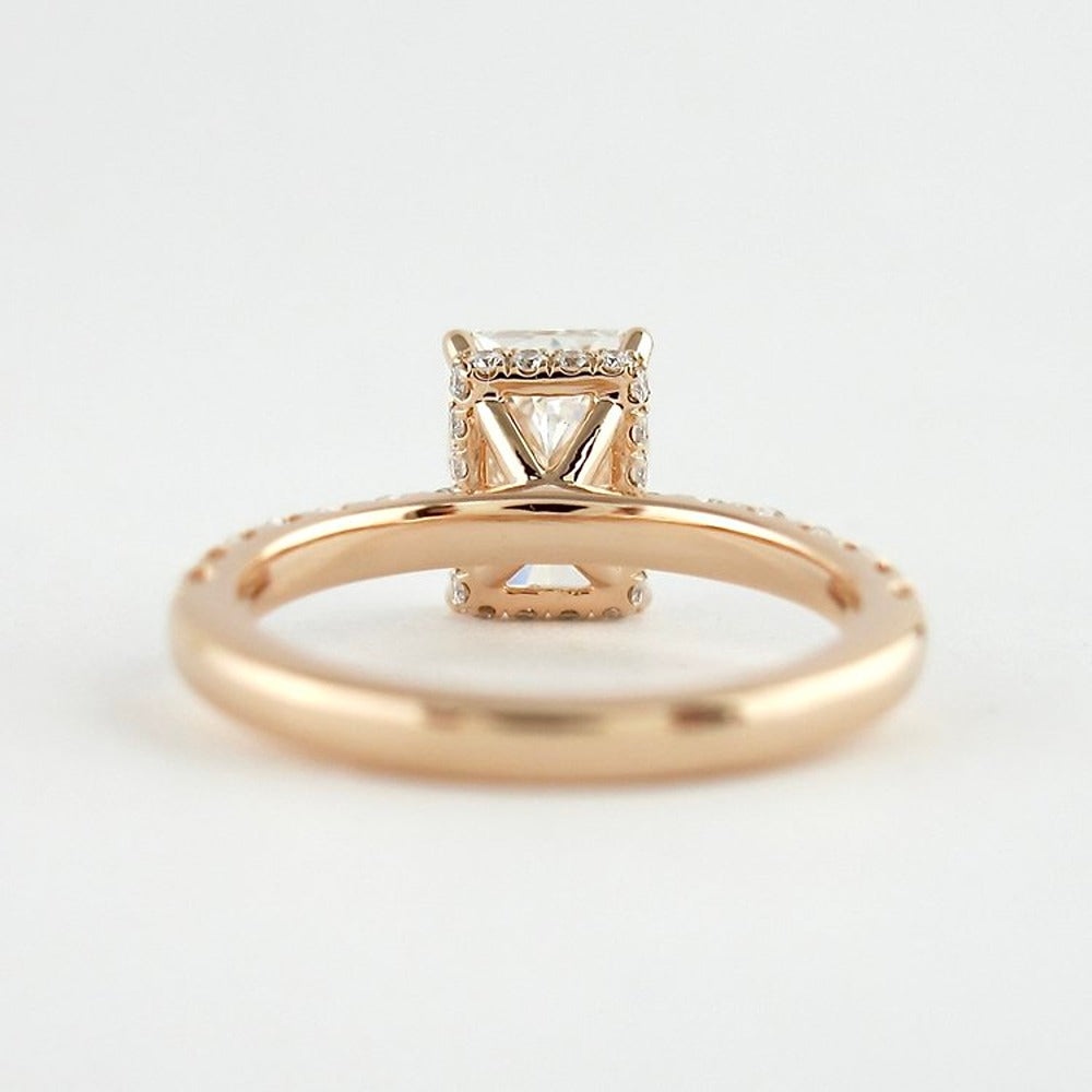 Radiant Cut Hidden Halo VVS1 Clarity Moissnaite Diamond Ring