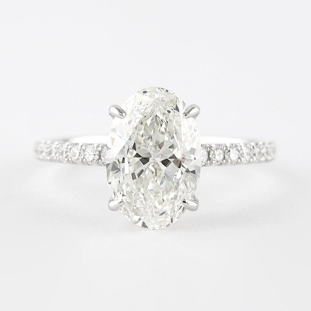 Moissanite Diamond Hidden Halo Oval Cut Ring Gift For Women