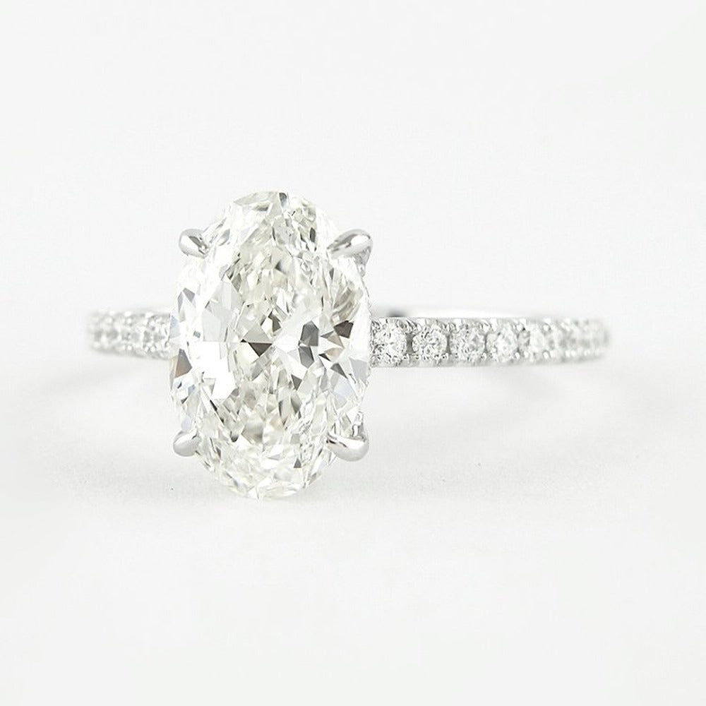 Moissanite Diamond Hidden Halo Oval Cut Ring Gift For Women