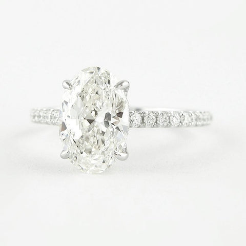 Moissanite Diamond Hidden Halo Oval Cut Ring Gift For Women