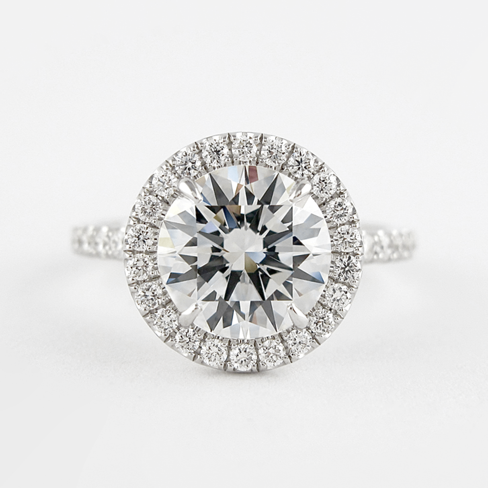 White Gold Round Cut Moissanite Halo Engagement Ring
