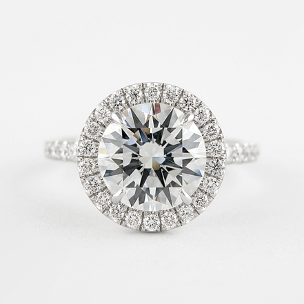 White Gold Round Cut Moissanite Halo Engagement Ring