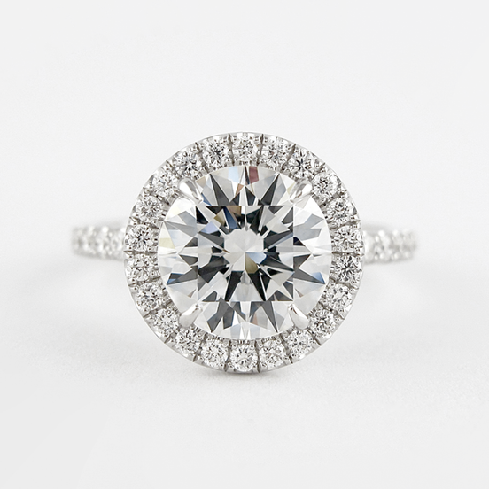 White Gold Round Cut Moissanite Halo Engagement Ring