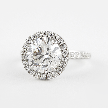White Gold Round Cut Moissanite Halo Engagement Ring