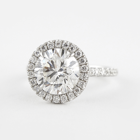 White Gold Round Cut Moissanite Halo Engagement Ring