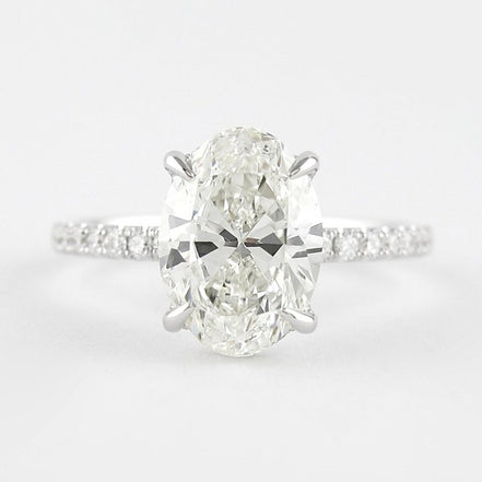 VVS1 Moissanite Diamond Oval Cut Hidden Halo Fancy Ring