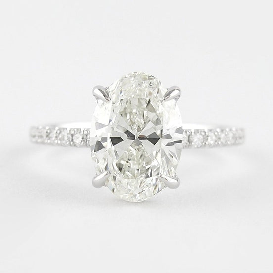 VVS1 Moissanite Diamond Oval Cut Hidden Halo Fancy Ring