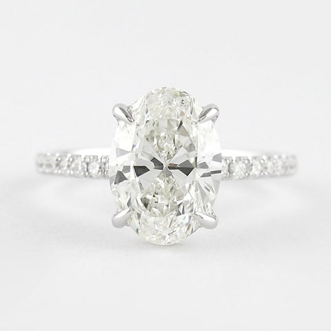 VVS1 Moissanite Diamond Oval Cut Hidden Halo Fancy Ring