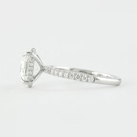 VVS1 Moissanite Diamond Oval Cut Hidden Halo Fancy Ring