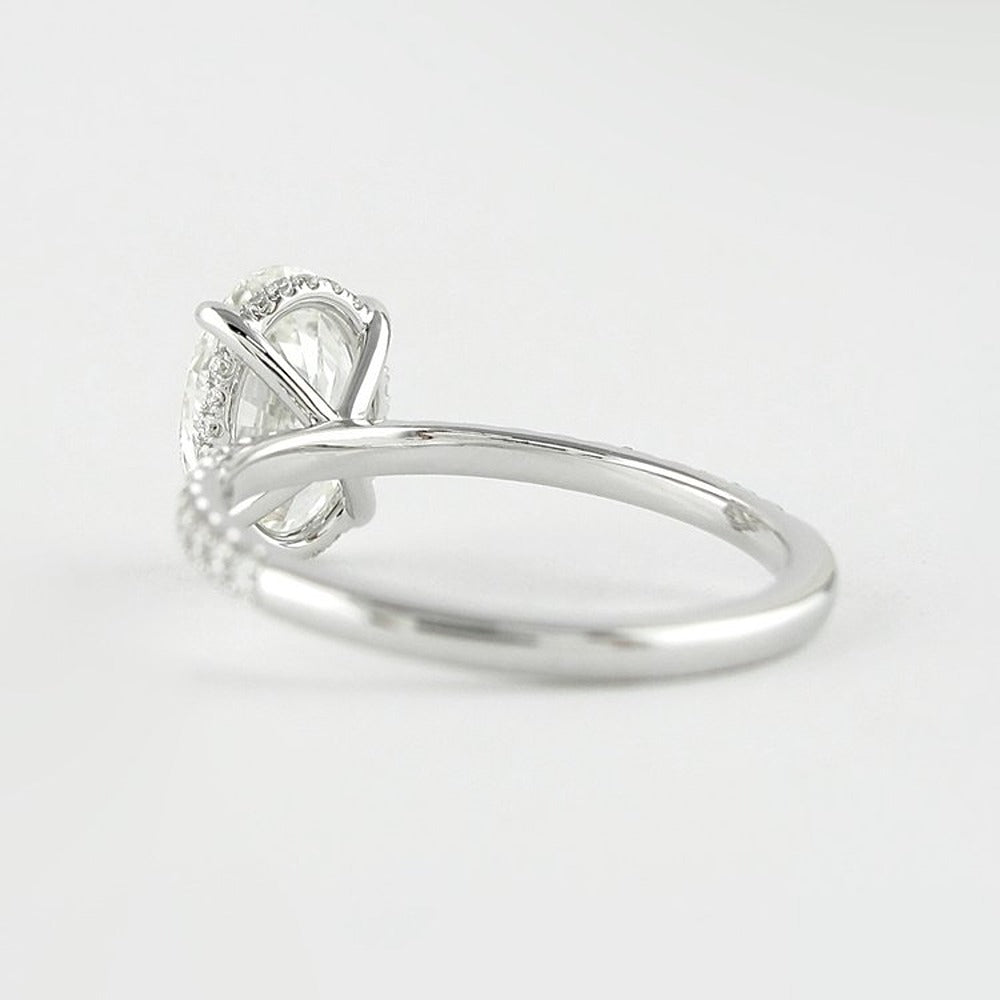 VVS1 Moissanite Diamond Oval Cut Hidden Halo Fancy Ring