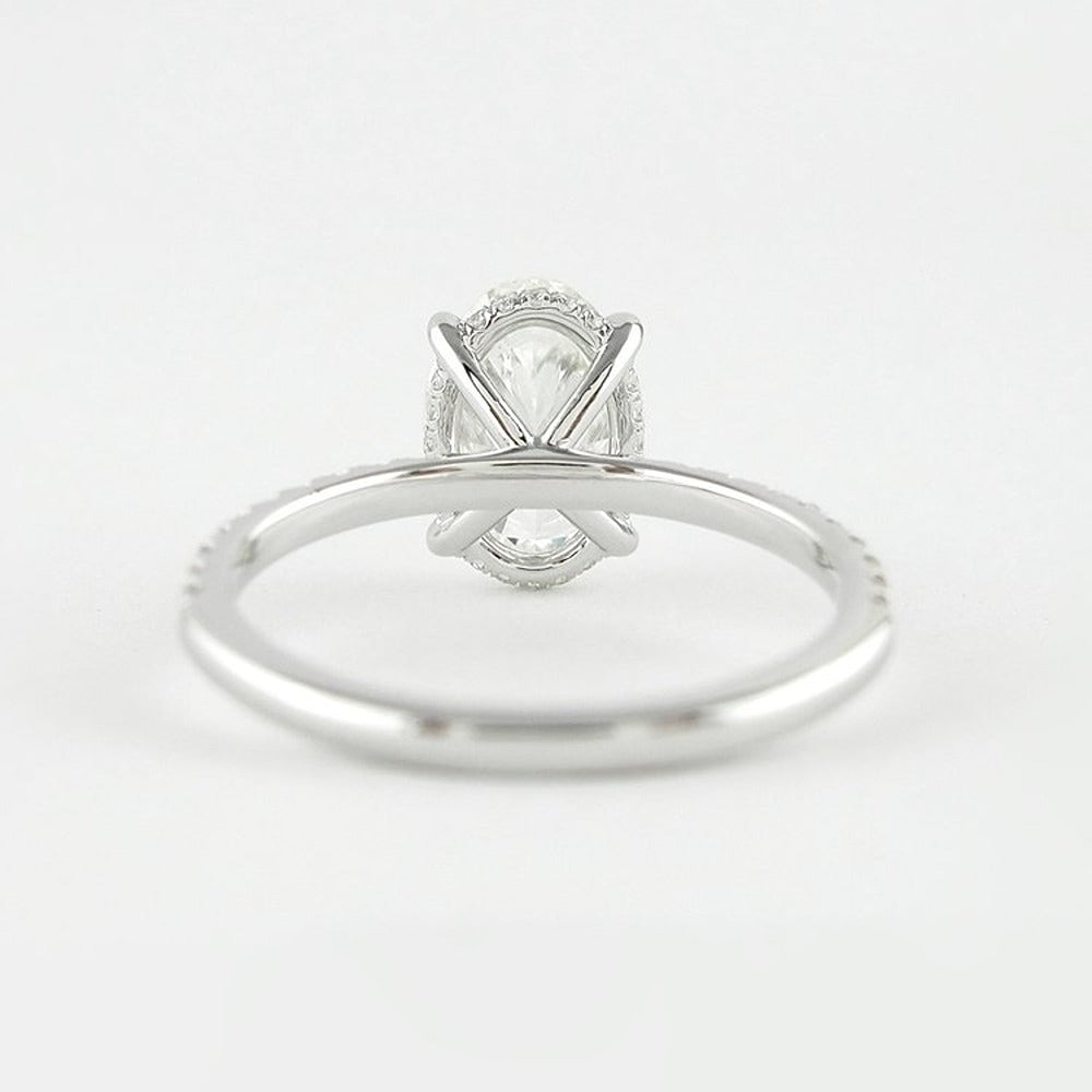 VVS1 Moissanite Diamond Oval Cut Hidden Halo Fancy Ring