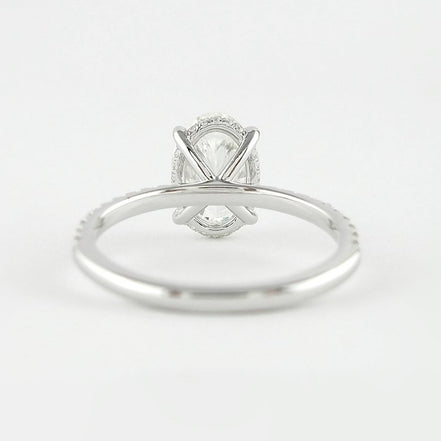 VVS1 Moissanite Diamond Oval Cut Hidden Halo Fancy Ring