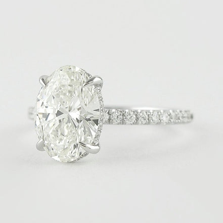VVS1 Moissanite Diamond Oval Cut Hidden Halo Fancy Ring