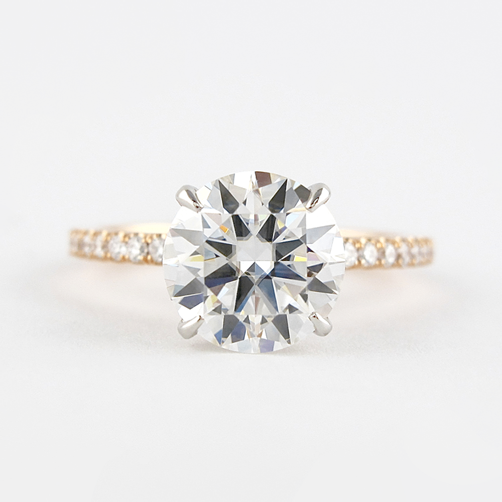 Round Cut Two Tone Moissanite Engagement Wedding Ring