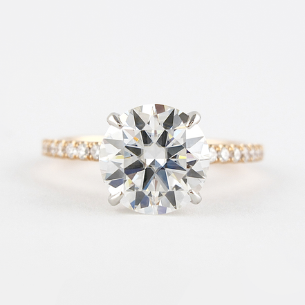Hidden Halo Round Cut Two Tone Moissnaite Birthday Gift For Girls