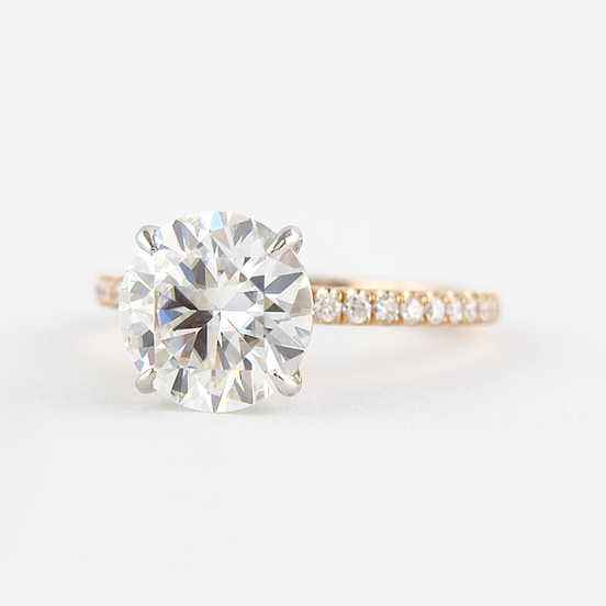 Hidden Halo Round Cut Two Tone Moissnaite Birthday Gift For Girls