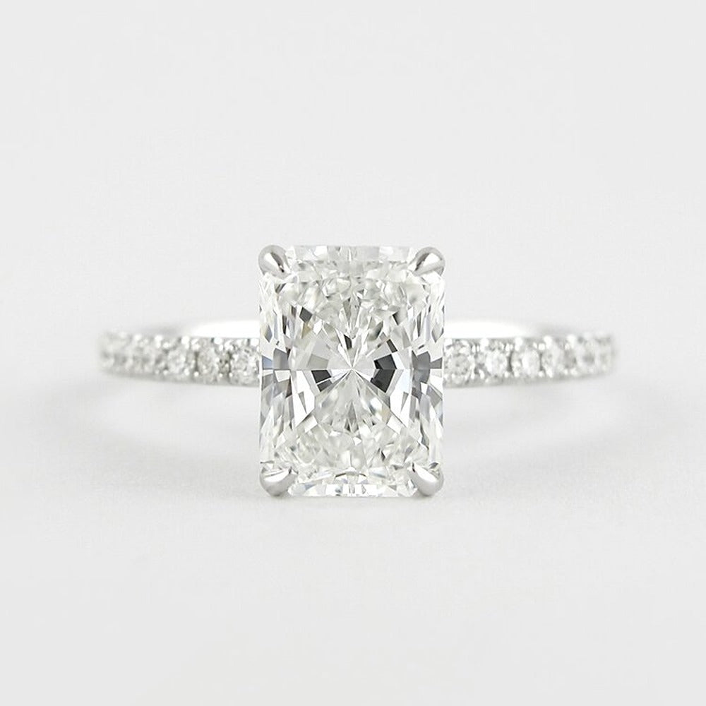 D Color Moissanite Radiant Cut Side Accent Proposal Ring