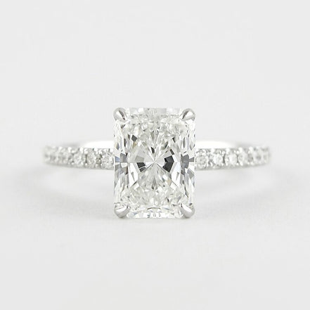 D Color Moissanite Radiant Cut Side Accent Proposal Ring