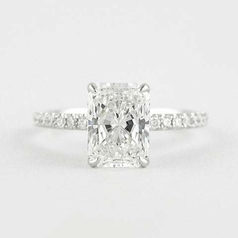 D Color Moissanite Radiant Cut Side Accent Proposal Ring