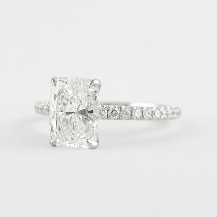 D Color Moissanite Radiant Cut Side Accent Proposal Ring
