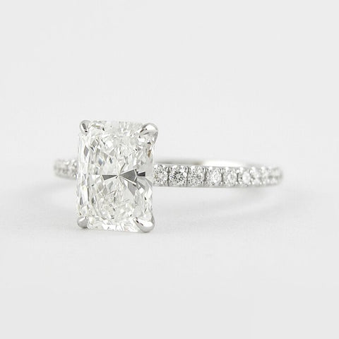 D Color Moissanite Radiant Cut Side Accent Proposal Ring