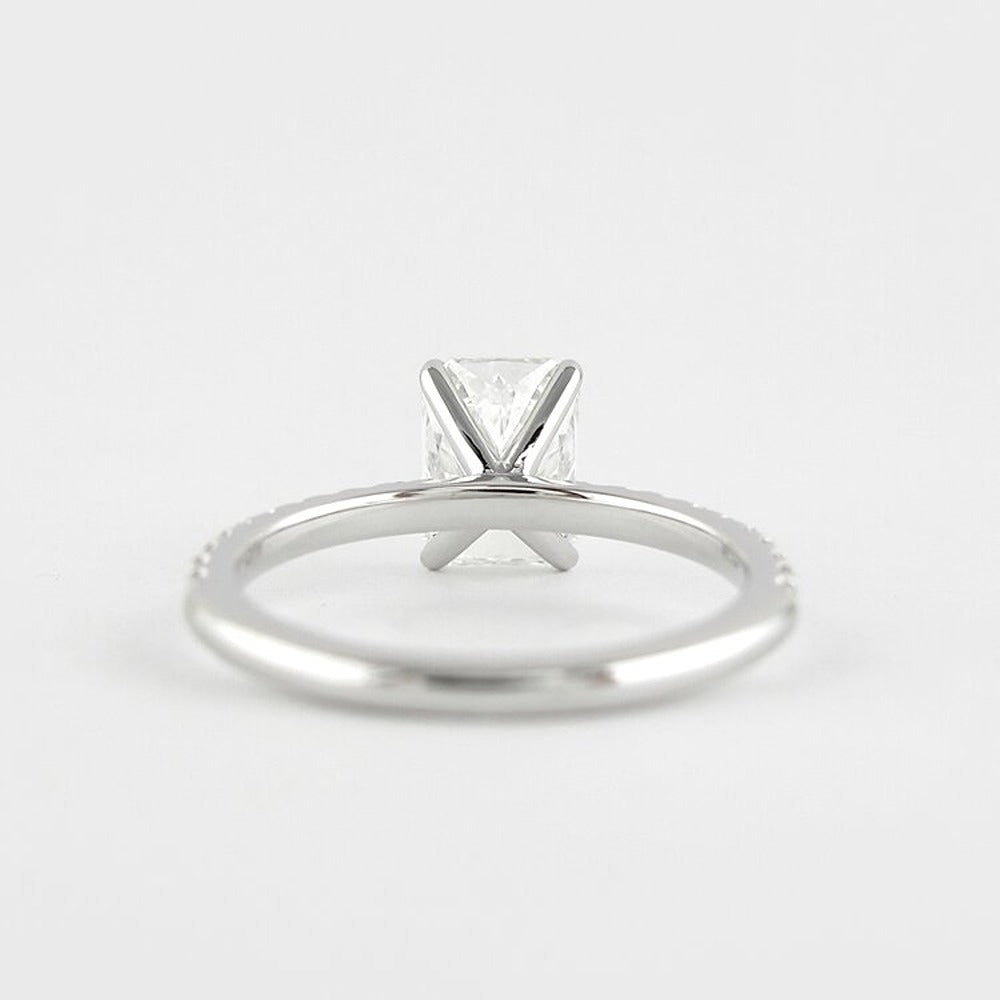 D Color Moissanite Radiant Cut Side Accent Proposal Ring