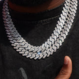 Moissanite Diamond Round & Baguette Cuban Chain For Men's