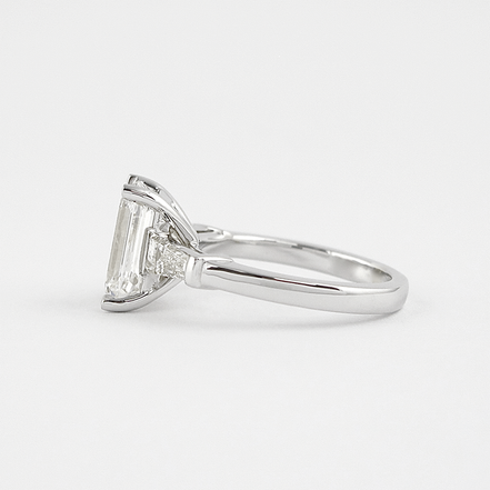 Lab Created Emerald Cut Three Stone Wedding Ring For Her