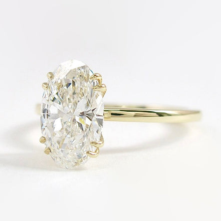 Oval Cut Solitaire Double Claw Prong Moissanite Proposal Ring