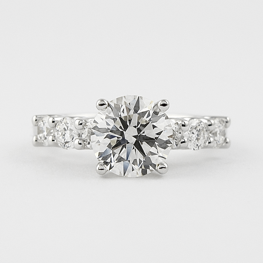 Moissnaite Round Cut Seven Stone Engagement Ring
